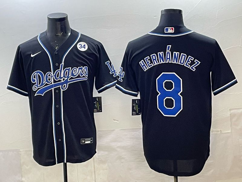 Men 2025 Nike Los Angeles Dodgers #8 Hernandez Black MLB Jersey style 0013